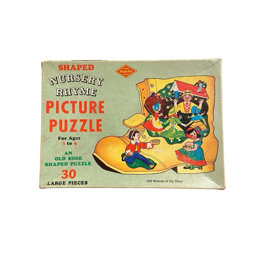 Vintage Warren Built-Rite Old Woman in the Shoe Shaped Puzzle 30 Pc